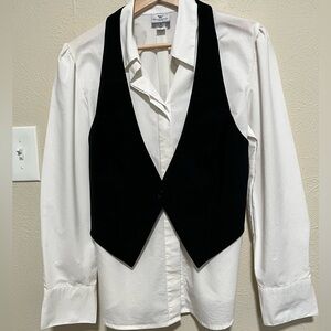 Worthington White Button-Up Shirt with Vest